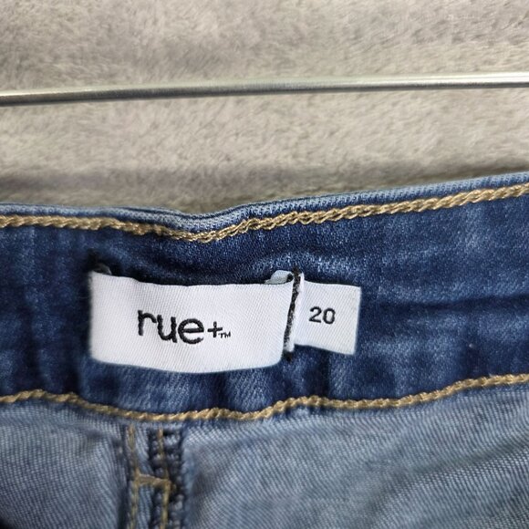 Womens Rue+ Blue Denim Shorts Distressed Hi Rise Cut Off Hem 2" Inseam Size 20 - Picture 3 of 10